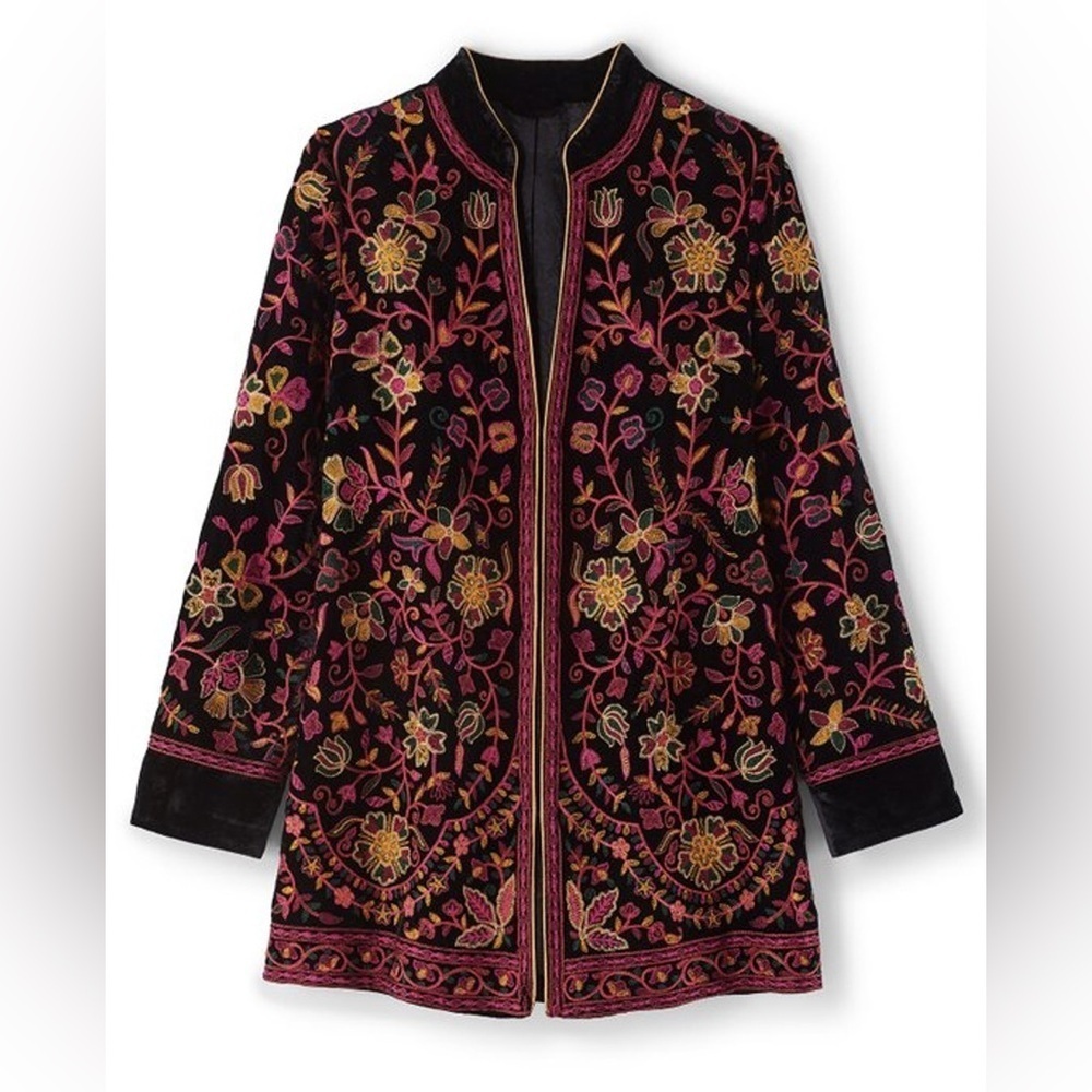 Soft Surroundings NWT Boho Astrid Embroidered Velvet Jacket – PM (10/12 P) - Picture 2 of 15